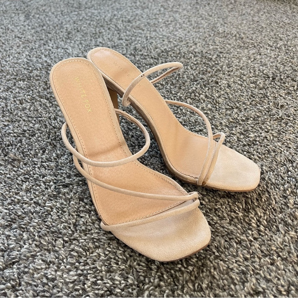 Strappy nude heels